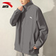 ANTA Soft Shell Sports Jacket Men's 2025 Autumn and Winter New Stand Collar Cardigan Loose Zipper Jacket Sports Casual Wear Top -3 Dusty Gray Regular Style L Suitable for 120-140 Jin Jin equals 0.5 kg