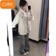 Cotton American Retro Retro Caboded Cardigan Pull pour les femmes au printemps et à l'automne 2025 Nouvelle tendance surdimensionnée Veste décontractée lâche K1638 mètres gris [Haute qualité régulière 30,5] L 100-120Jin [Jin est égal à 0,5 kg]