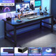 Solid wood core computer desk, gaming desk, workbench, long table, simple desktop computer desk, home desk, top version, extended and widened version丨Cool black 180*70
