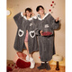 Gongdie thermal storage type autumn and winter couple pajamas for women, thickened coral velvet warm cartoon hooded home clothes for men