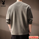 Playboy (PLAYBOY) American retro sweatshirt men's autumn new trendy brand Henry collar loose textured long-sleeved T-shirt grass green M _ Recommended 86-100Jin Jin equals 0.5 kg