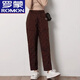 ROMON thickened large/size down cotton pants for women 2024 autumn and winter outer wear high-waisted loose casual straight pants warm cotton pants KG 4789# Brown XL 115-130Jin Jin equals 0.5 kg