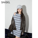 SNIDEL2025 autumn and winter new product versatile lapel retro loose imitation leather jacket SWFJ254153 black one size (F)