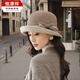 Hengyuanxiang 2025 woolen woolen middle-aged and elderly fashion hat women's autumn and winter French elegant mother's small fragrant style hat thickened and warm D-25 khaki adjustable