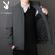 PLAYBOY Jacket Men's Autumn and Winter Large Size Men's Business Casual Windproof Stand Collar Jacket Black 2XL