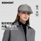 Kenmont British retro tweed splicing forward hat for women autumn and winter large head circumference warm beret short brim peaked cap gray M 57.5c (adjustable)