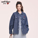 Charles Heart and Wang Churan's same style American retro all-over jacquard denim jacket men's hip-hop high street couple jacket L
