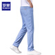 
Romon high-end light blue ice silk jeans men's summer thin tensile straight men's pants new summer pants men's casual medium blue 9767 32