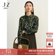 JUZUI Shopping Mall Same Style JZ JUZUI Geometric Eco-friendly Lyocell Wool Shirt Women 2023 Winter JWDD60106 Flower Army Green L