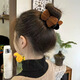 Maillard Knitted Bow Ball Head Clip Women's Hair Clip Hair Ornament Hair Artifact Fixed Claw Clip Hair Clip Maillard Dark Brown Wool Clip 1