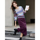 Fanximan Gradient Purple Sweater Skirt Set Women's 25th Autumn New Round Neck Sweater Long Skirt Two-piece Set A2539 Gradient Purple L (Recommended 110-120 Jin Jin equals 0.5 kg)