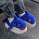 Winter children's cotton slippers, boy's shark bag heel, warm and furry, cute girl's home baby anti-slip cotton slippers, blue slippers 12, 28/29 size (shoe length 17CM, suitable for feet 16