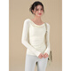 LULU CENTURY high-looking yoga wear top for women in autumn and winter with swing collar sports long-sleeved Pilates training fitness T-shirt beige straight shoulder swing collar / pleated waist S (recommended 80-95Jin Jin equals 0.5kg)