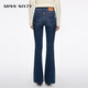 MISS SIXTY2025 new winter jeans for women with cashmere slim stretch thick retro flared trousers medium dark blue short version 25