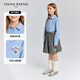 Teenie Weenie Kids Bear children's clothing autumn and winter girls retro classic lapel cotton shirt blue 140 cm