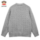 Paul Frank Warm Sweater Men's Autumn and Spring Couple New Knitted Cardigan Round Neck Casual Long-Sleeved Jacket Online Clothes Cedar Gray Official Genuine L Recommended 120-140 Jin Jin equals 0.5 kg