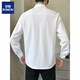 ROMON cotton linen long-sleeved T-shirt for men 2025 new autumn casual solid color linen POLO shirt spring and autumn lapel base shirt 9882 white M