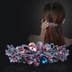 Bow rhinestone hairpin for women, adult half-tied hairpiece, one-word ponytail hairpin at the back of the head, mom style spring clip, blue 1 pack