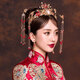 Meng Junchen bridal costume headwear phoenix crown and show dress accessories round hair crown Chinese wedding tassel hair accessories phoenix crown + earring clip