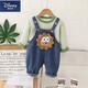 Disney (Disney) baby spring and autumn denim overalls suit baby 2024 new style boys two-piece set children's clothing long-sleeved autumn clothing light gray LS lion overalls suit 110