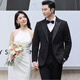 ROMON Groom Wedding Wool Suit Men's Korean Slim Business Formal Tuxedo Banquet Evening Suit Black Suit Jacket+Pants+Vest+White Shirt Free Tie 2XL Recommended 135-150Jin Jin is equal to 0.5 kg