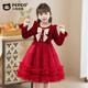 Piggy Banner (PEPCO) girls dress spring and autumn fashionable little girl autumn and winter dress children's dress princess dress autumn red 130