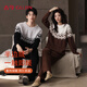 Ancient and modern (GUJIN) couple Fair Isle style pajamas for men and women, half-velvet autumn and winter sweaters that can be worn outside, home clothes, thickened large size suits