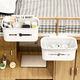 Fantasy bedside hanging basket student dormitory bedside rack upper bunk bed mobile phone storage artifact crib diaper hanging bag Crescent White-upgraded model with paper extraction port + cable outlet