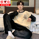 Yalu Pyjamas Herren 2025 Herbst und Winter plus Samt verdickte Koralle Velvet Teenager Flanell Wearable Anzug 3887# Black L