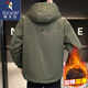 Woodpecker Autumn and Winter Cotton Thickened Jacket Men's Youth Cotton Clothes Casual Hooded Workwear Windproof Jacket Men's 10602/8001 Gray Green Thickened L (Recommended 100-120Jin Jin equals 0.5 kg)