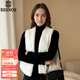 BESNOS Italian brand mink fur coat women's vest full mink short fur coat autumn and winter collar vest young style black XL