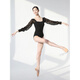 Ballet costumes, body suits, dance practice suits, mesh women's art training jumpsuits, long-sleeved tights, black S S