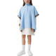 Burberry (BURBERRY) children's clothing FW22 striped trim button half-pull ribbed turtleneck cloak blue children's model blue L