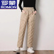 ROMON thickened large/size down cotton pants for women 2024 autumn and winter outer wear high-waisted loose casual straight pants warm cotton pants KG 4789# Brown XL 115-130Jin Jin equals 0.5 kg