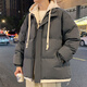 Playboy (PLAYBOY) fake two-piece hooded thickened cotton coat for men autumn and winter 2026 new cotton coat jacket for men loose warm bread coat 636# dark gray XL recommended 140~160Jin Jin equals 0.5 kg to wear