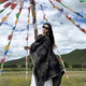 Yushang Zhenpin Northwest Xinjiang Autumn and Winter Outerwear Shawl Western Sichuan Travel Cloak Tibet Travel Thick Scarf Cape Women Ink Painting Outerwear Old Dream Corridor Bridge-Dark Green One Size