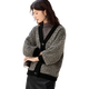 She enjoys autumn and winter sweater coat women's v-neck retro contrasting knitted cardigan lazy style loose sweater outer wear women's T54Z113