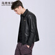 Mark Huafei Lapel Padded Leather Jacket Men's 2025 Autumn and Winter New Trendy Windproof American Texture PU Jacket 1512 Black 001 L 175