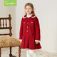 Snuffy Girls New Year's Eve Princess Dress Autumn and Winter New Year Red Little Fragrance Dress Elegant and Western Lychee Red 130