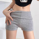 Hot girl pure lust style low waist knitted pit stripe shorts American style hot girl home wear pajamas slim stretch hot pants 380 black M