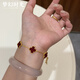 Dream Time Red Agate Five-Flower Four-leaf Clover Gold Bracelet 999 Pure Gold Silver-covered Jewelry Valentine's Day Gift for Your Girlfriend Red Agate Four-leaf Clover Bracelet (0.5g Gold Covered)