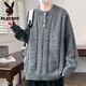 Playboy (PLAYBOY) Henry collar sweater for men in autumn and winter trendy cable pattern blended pullover sweater for men simple warm woolen clothes light gray M about 90-110Jin Jin equals 0.5kg can be worn