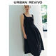 UR2025 summer new style women's fashion casual temperament versatile square collar suspender dress UWM750054 black S