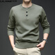 LILANZ Men's Cardigan Henley Neck Cardigan Autumn and Winter Thickened Casual Men's Round Neck Knitted Sweater Cashmere Sweater Black L 170 (120-140Jin Jin equals 0.5kg)