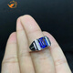 Weimeitang Men's Ring Tanzanite Blue Topaz Blue 925 Silver Live Mouth Adjustable Gemstone Ring Men's Ring 925 Silver Electroplated Platinum Opening Adjustable