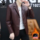 Playboy (PLAYBOY) Burgundy Leather Men's Suit Collar Jacket 2025 Autumn and Winter Velvet Motorcycle Leather Jacket Men's Autumn and Winter 8937 Burgundy Velvet XL 121-140Jin Jin is equal to 0.5 kg