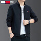 TOME BORNEK American Tommy's official men's jacket for young and middle-aged business casual fashion trend tops windproof stand-collar jacket black non-velvet spring and autumn style XL 175-115