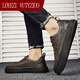 LOYEZI VUTYZIUO light luxury men's shoes 2025 autumn and winter new sneakers for men genuine leather soft sole sports work business casual leather shoes for men Khaki 41 standard leather shoe size