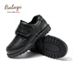 Balachi children's leather shoes boys winter velvet black leather shoes little boy British style leather shoes velvet BL3509 black 32