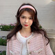 Colorful plaid small hairband for women 2025 girls versatile outgoing card summer high-end sense pressure hair binding headband pink plaid